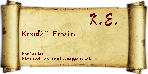 Kroó Ervin névjegykártya