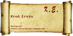 Kroó Ervin névjegykártya